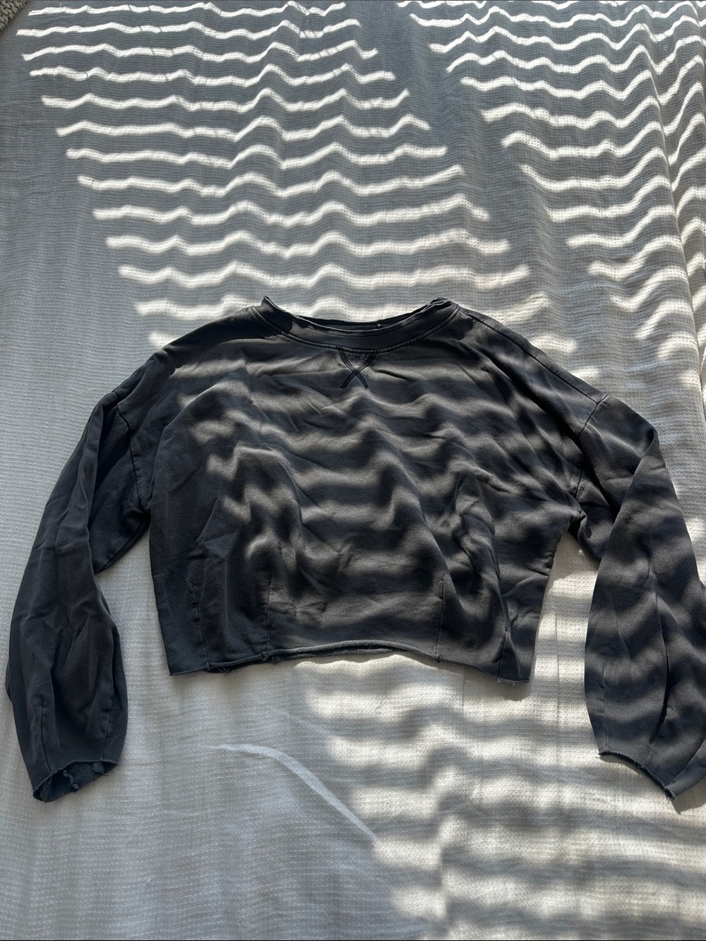 Urban Outfitters Charcoal Grey Cropped Long Sleeve Tee